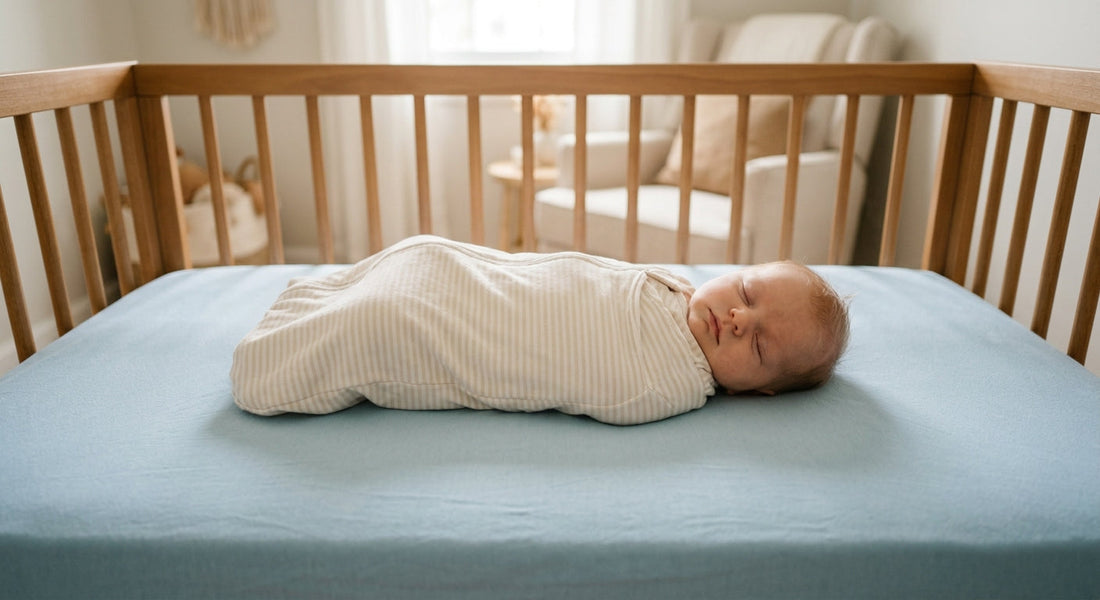 Bébé allonge sur le dos sur un matelas plat sans coussin de positionnement | Securidou
