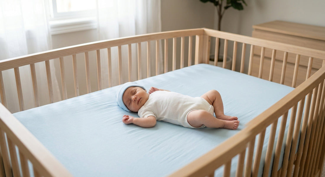 Bébé couche sur le dos dans un lit sécurisé sans oreiller ni couverture