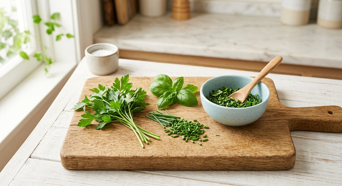Herbes aromatiques fraiches comme alternative au sel pour les repas de bébé