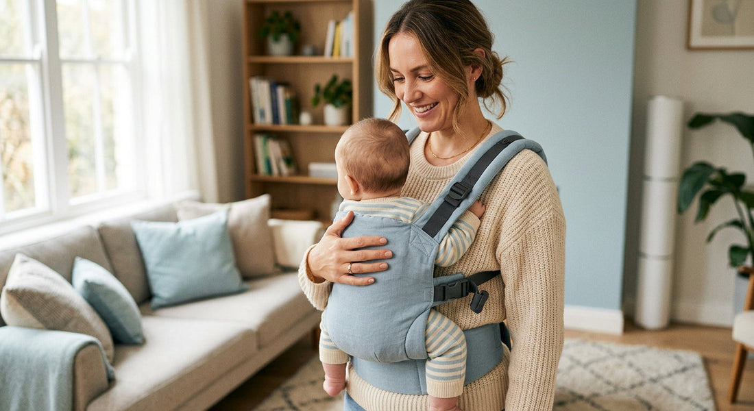 Bébé en position M physiologique dans un porte-bébé ergonomique | Securidou