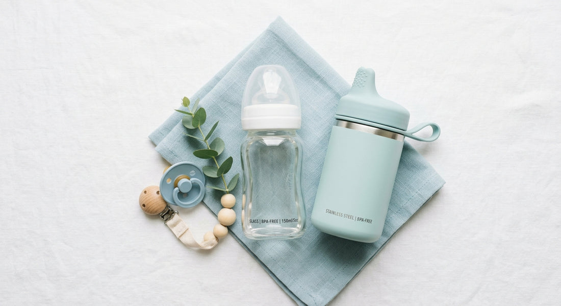 Biberon en verre et gourde inox comme alternatives sans BPA pour bébé