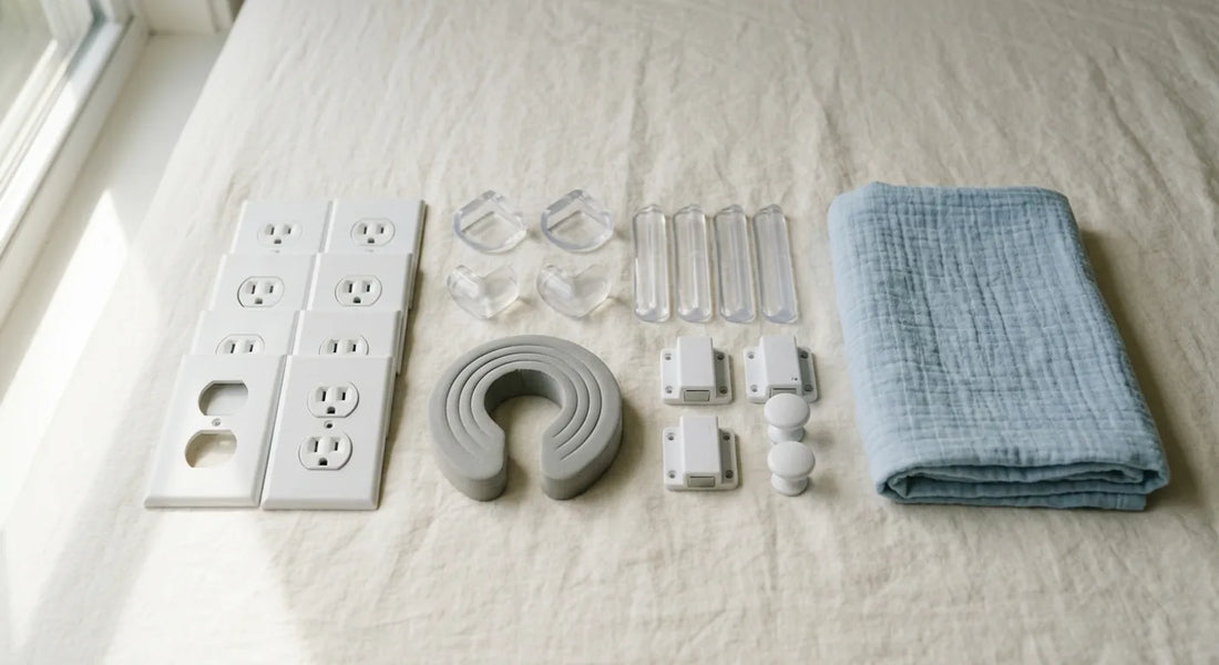 Kit de sécurité maison bébé : cache-prises, protège-coins, bloque-porte et verrous de placards