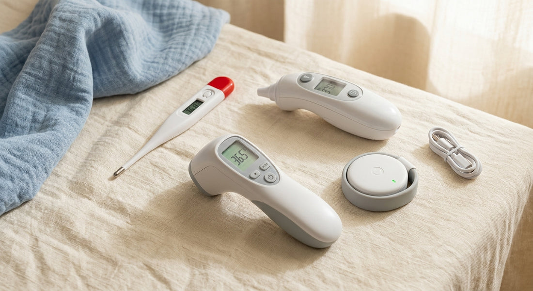 Comparatif des 4 types de thermomètres bébé : rectal, auriculaire, frontal et connecté