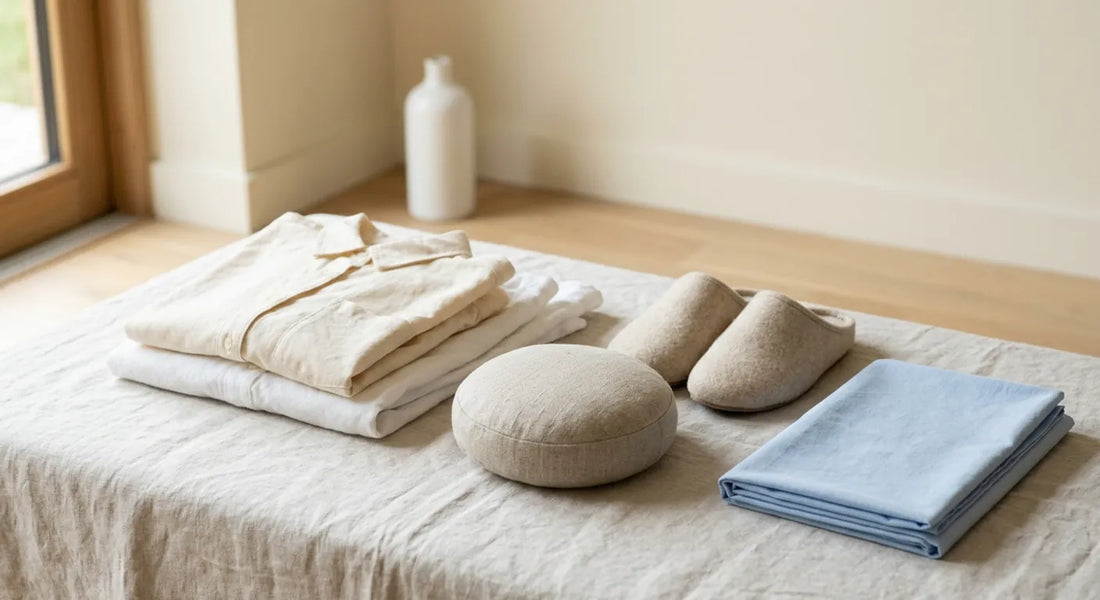 Vêtements amples et coussin ferme préparés dans une valise de maternité pour une césarienne