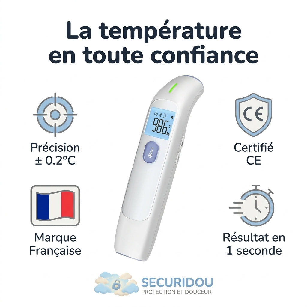 Thermomètre bébé sans contact Securidou, vue détaillée du capteur infrarouge