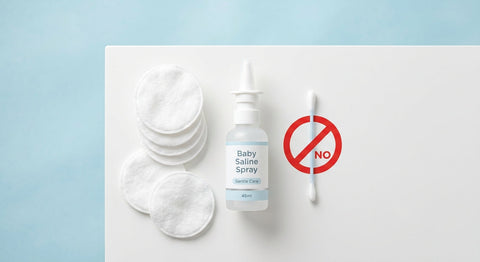 Spray serum physiologique et compresse pour nettoyer oreilles bébé | Securidou