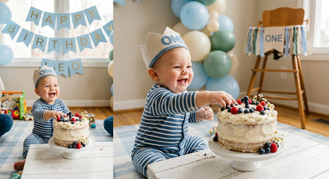 Smash cake premier anniversaire bébé sans sucre ajoute