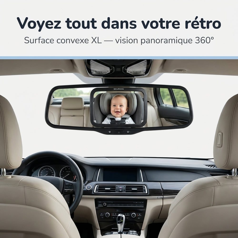 Miroir bebe voiture retroviseur vue claire siege arriere Securidou