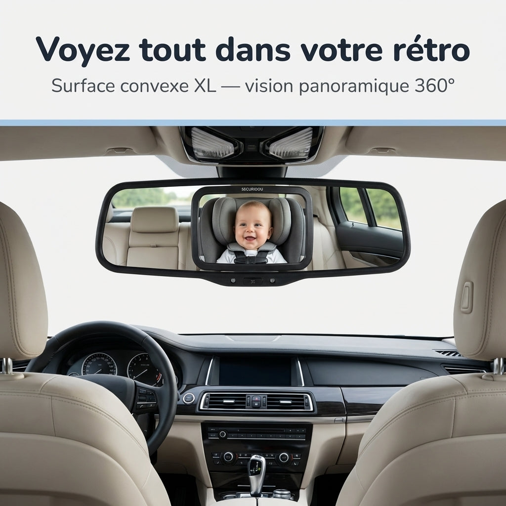 Miroir bebe voiture retroviseur vue claire siege arriere Securidou