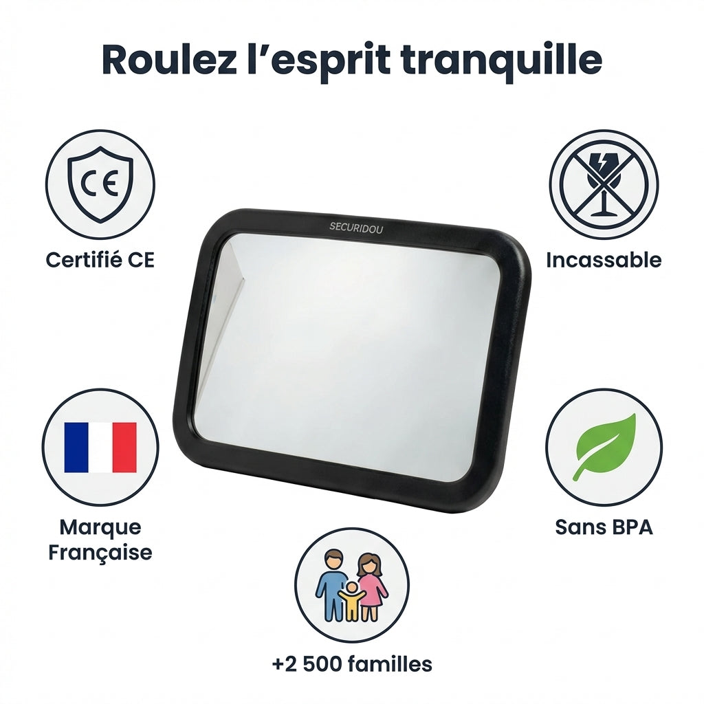 Miroir retroviseur bebe voiture vue parent conducteur Securidou
