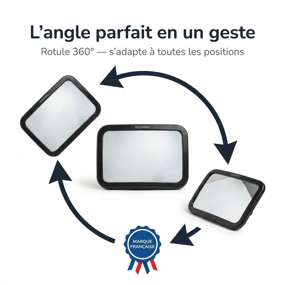 Miroir surveillance bebe voiture fixation universelle Securidou