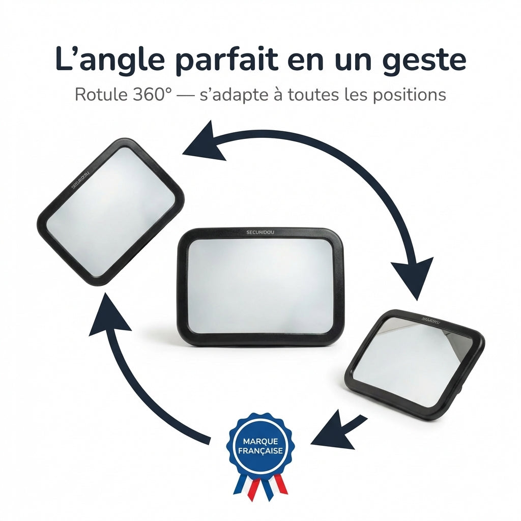 Miroir surveillance bebe voiture fixation universelle Securidou