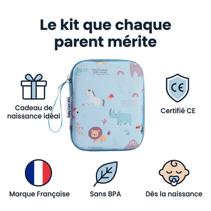 Trousse de soin bébé bleue, compartiments organisés Securidou