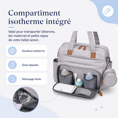 Compartiment isotherme intégré du sac à langer Securidou pour les biberons et le lait de votre bébé