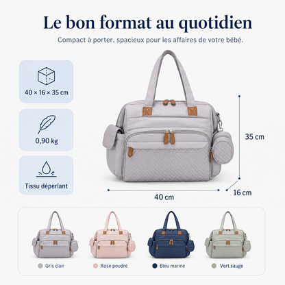 Sac à langer multifonction Securidou coloris noir, vue trois quarts