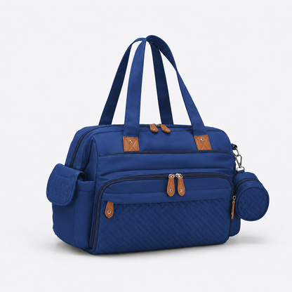 Sac à langer multifonction Securidou coloris bleu marine, vue trois quarts