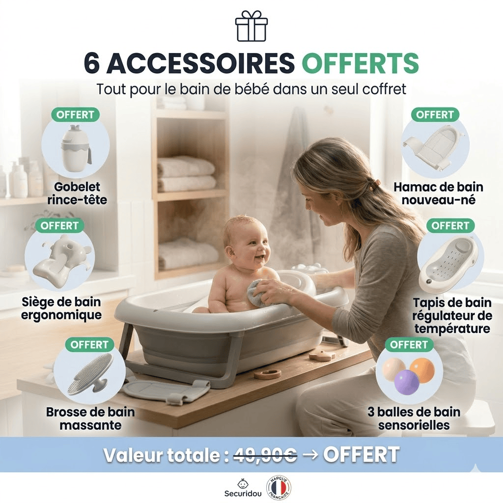 Baignoire pliante bebe compacte rangement gain de place Securidou