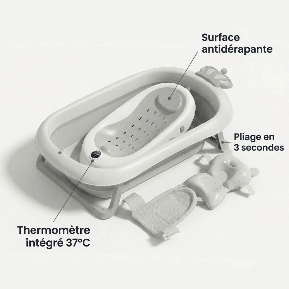 Baignoire bebe pliante ouverte prete utilisation Securidou