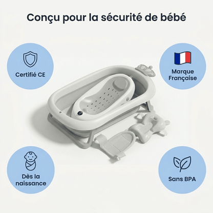 Baignoire bebe pliable fond antiderapant securite Securidou