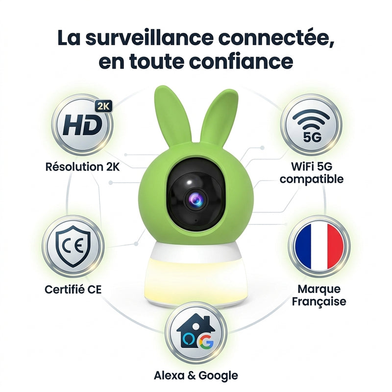 Babyphone Vidéo 2K Veilleuse — Détection Pleurs & Vision Nocturne - Vue 8