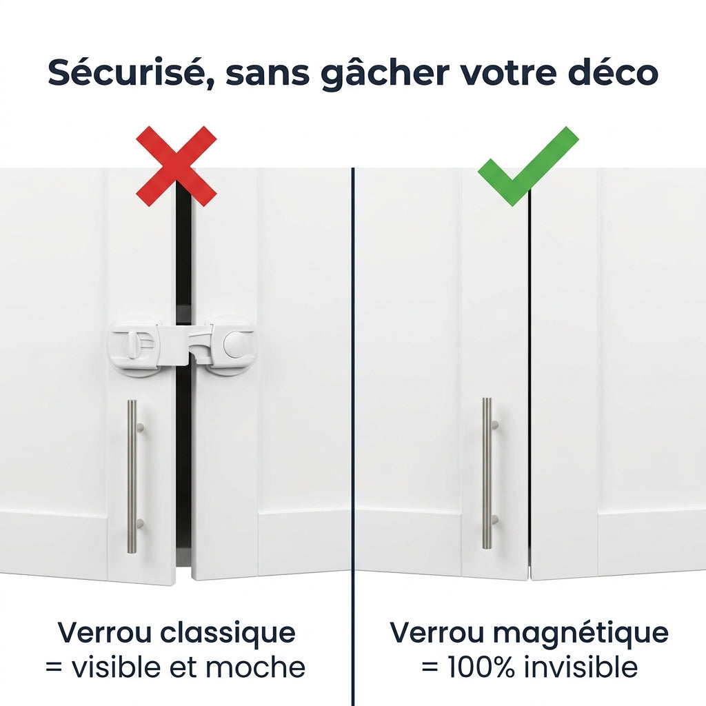 Comparatif verrous securite placards bebe avant apres Securidou