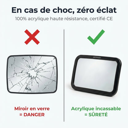 Miroir bebe voiture reflet net eclairage nuit Securidou