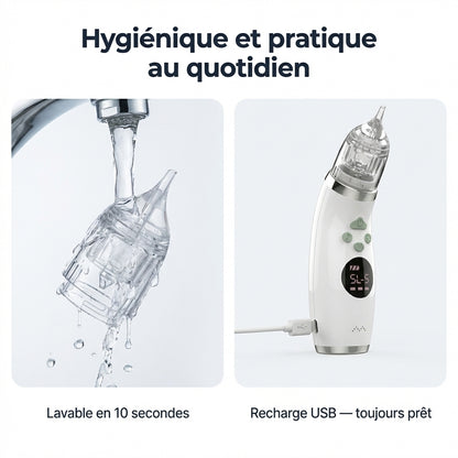 Mouche-bébé électrique Securidou, kit complet et accessoires de rangement