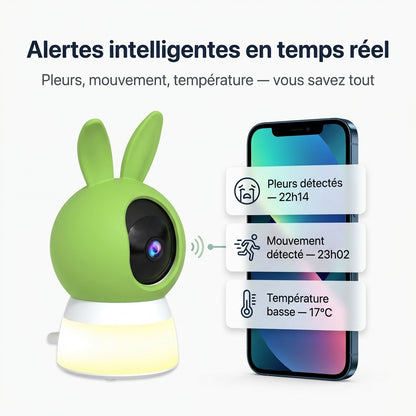 Babyphone Vidéo 2K Veilleuse — Détection Pleurs & Vision Nocturne - Vue 3