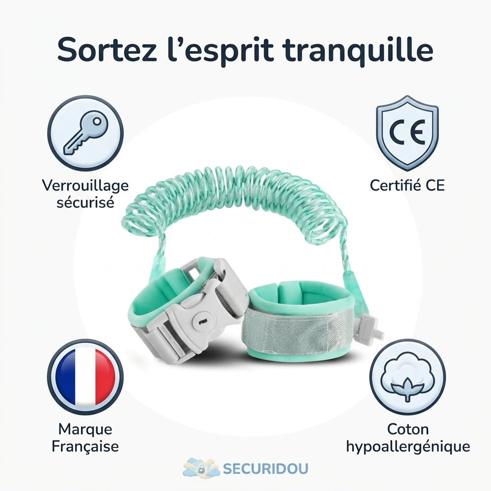 Bracelet anti-perte bébé Securidou, vue ergonomique