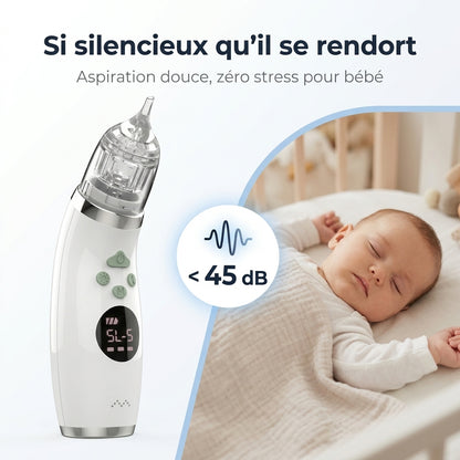 Écran LCD du mouche-bébé électrique Securidou, réglage des niveaux d'aspiration
