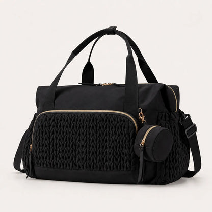 Sac à langer maternité Securidou noir, format week-end, avec pochette tétine ronde et bandoulière amovible