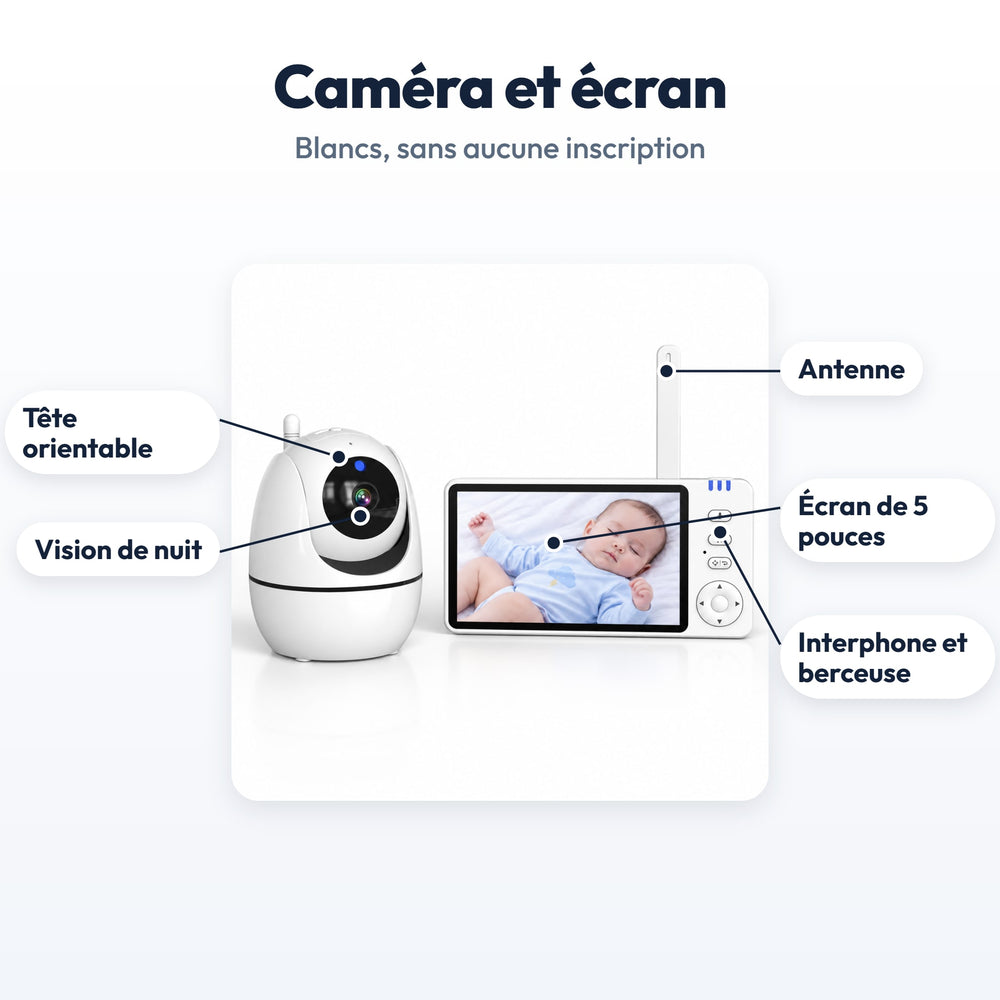 Babyphone Écran Sans Wi-Fi Securidou : caméra et écran légendés