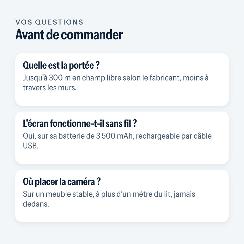 Questions fréquentes sur le babyphone à écran sans Wi-Fi