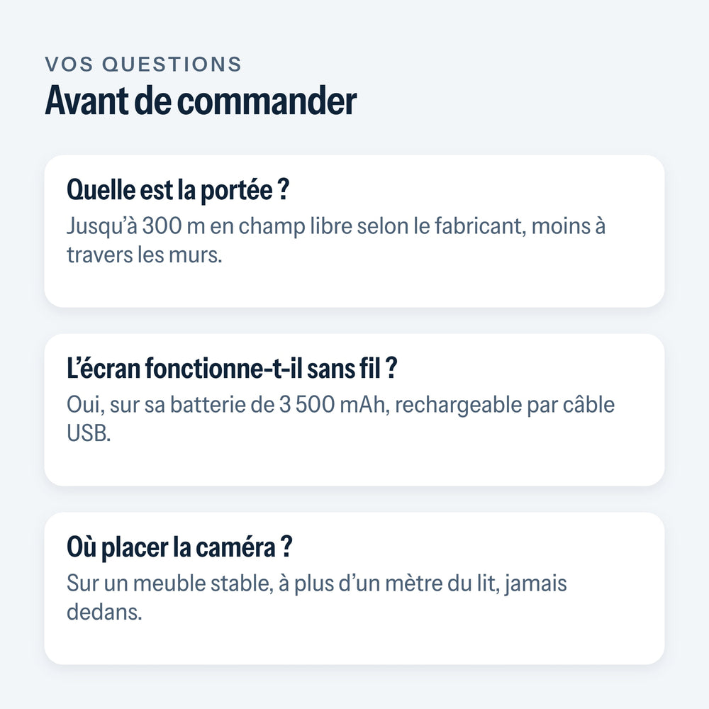 Questions fréquentes sur le babyphone à écran sans Wi-Fi