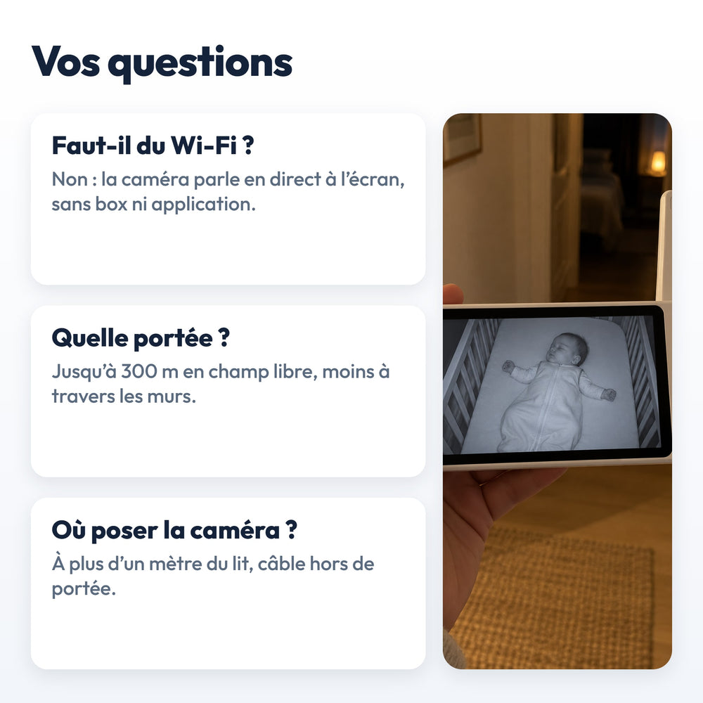 Babyphone Écran Sans Wi-Fi Securidou : réponses aux questions fréquentes
