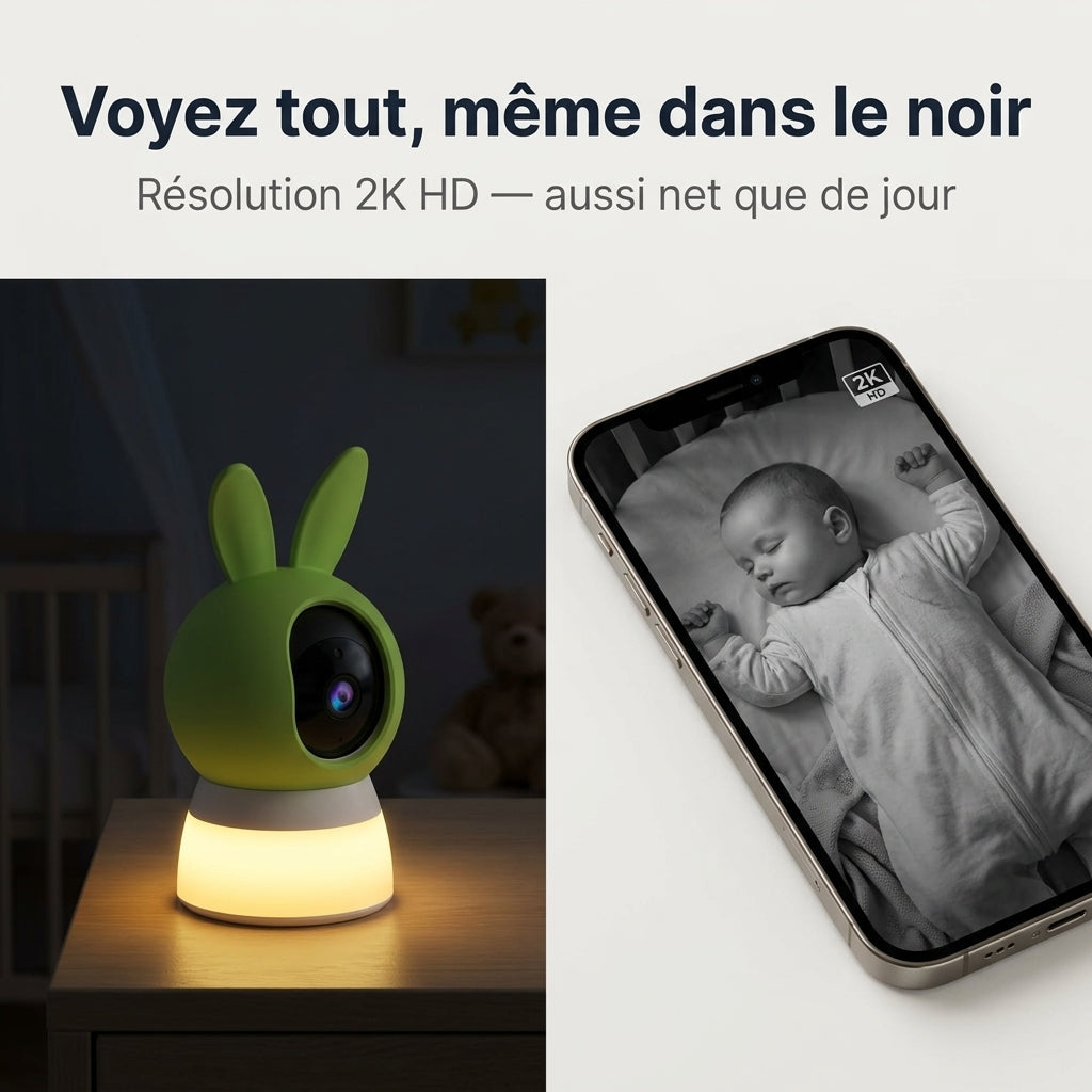 Babyphone Vidéo 2K Veilleuse — Détection Pleurs & Vision Nocturne - Vue 4