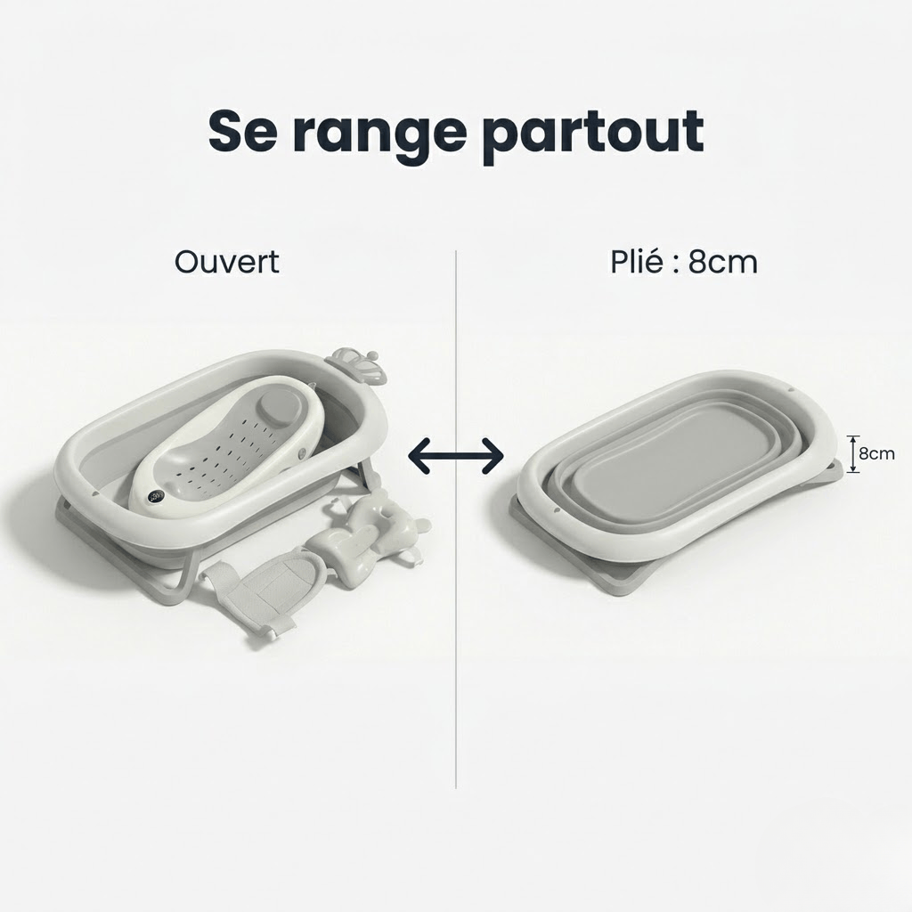 Baignoire pliante bebe Securidou dimensions et capacite