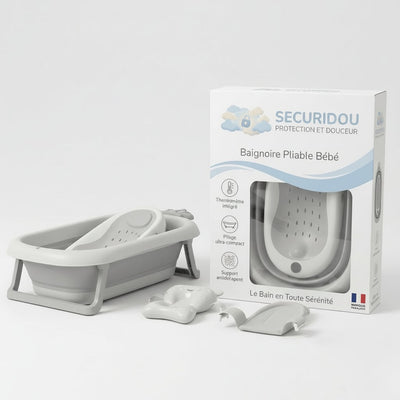 Baignoire Pliante Compacte avec Thermomètre Intégré