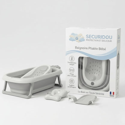 Baignoire pliante bébé avec thermomètre intégré Securidou