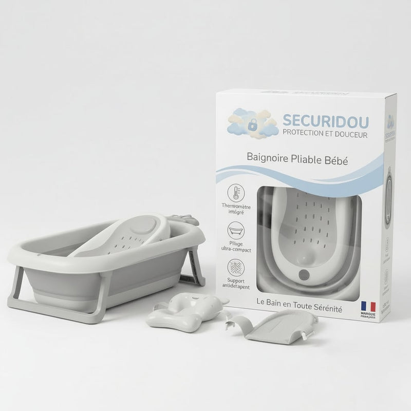 Baignoire pliante bébé avec thermomètre intégré Securidou