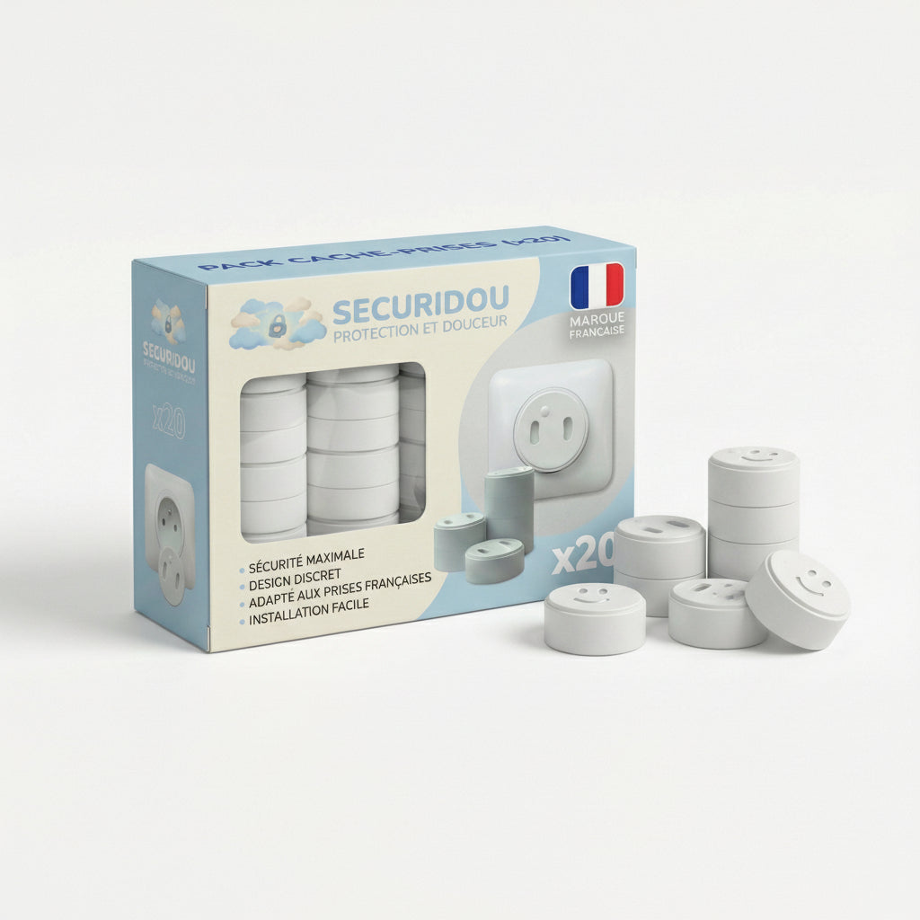Pack 20 cache-prises rotatifs bebe securite electrique Securidou