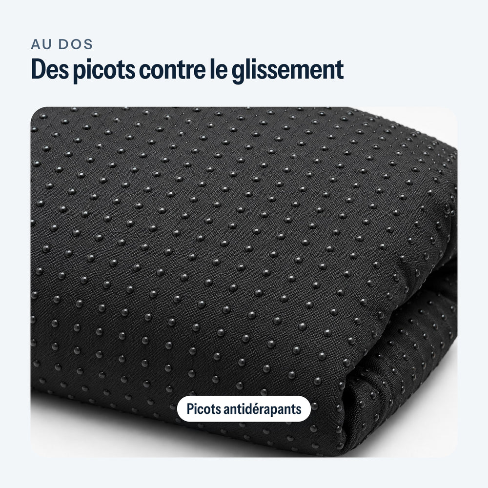 Gros plan des picots antidérapants au dos de la chancelière