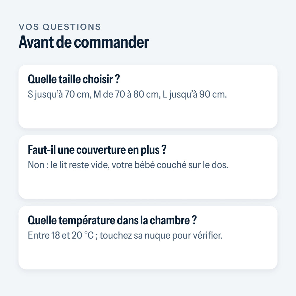 Questions fréquentes sur la gigoteuse sans manches