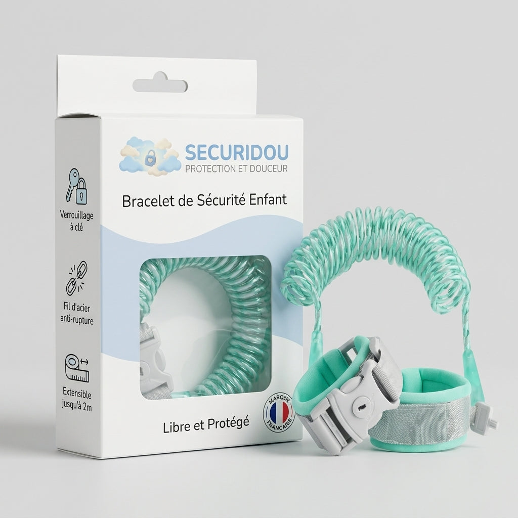 Bracelet anti-perte bébé Securidou en promenade, vue principale