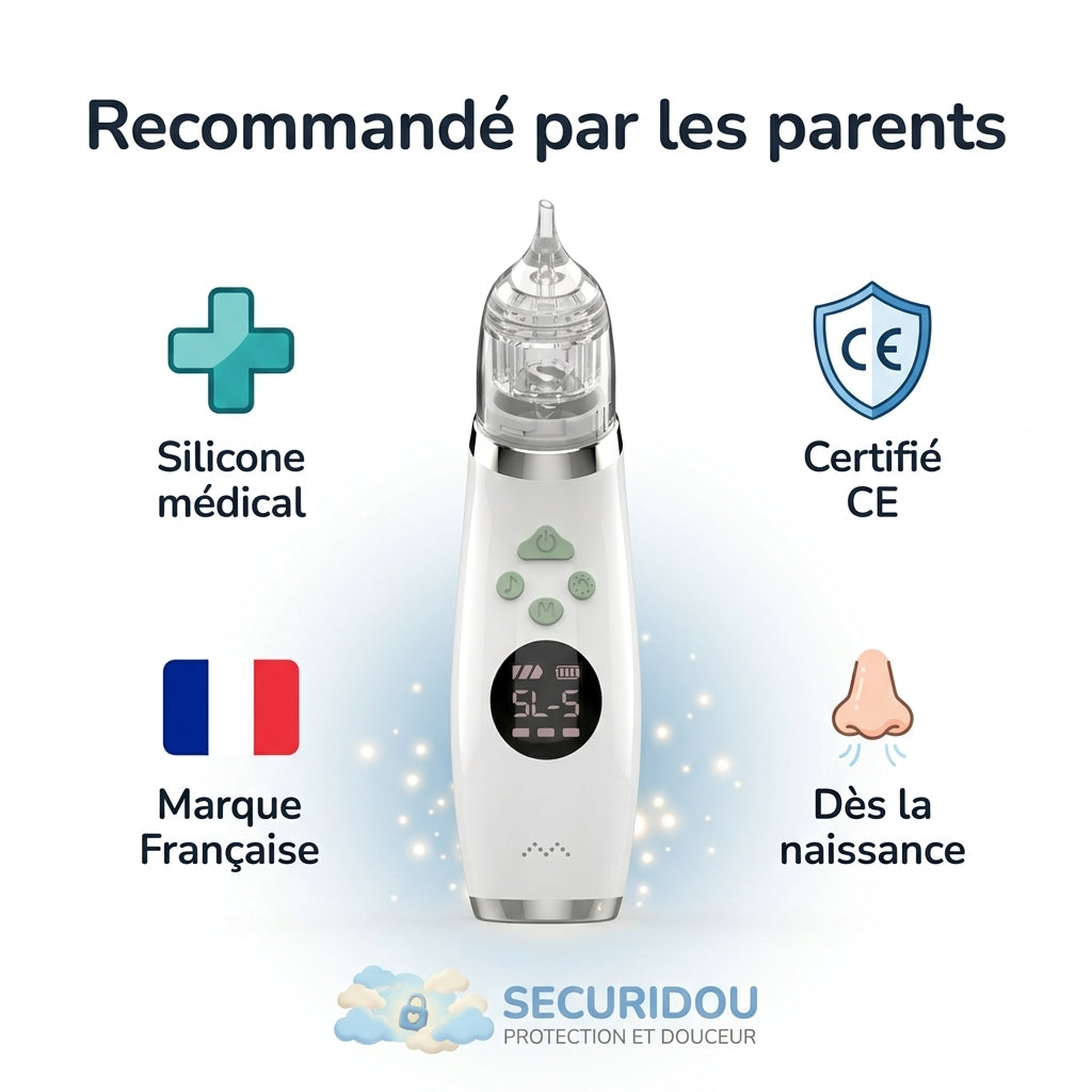 Mouche-bébé électrique Securidou, design ergonomique et compact
