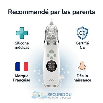 Mouche-bébé électrique Securidou, design ergonomique et compact