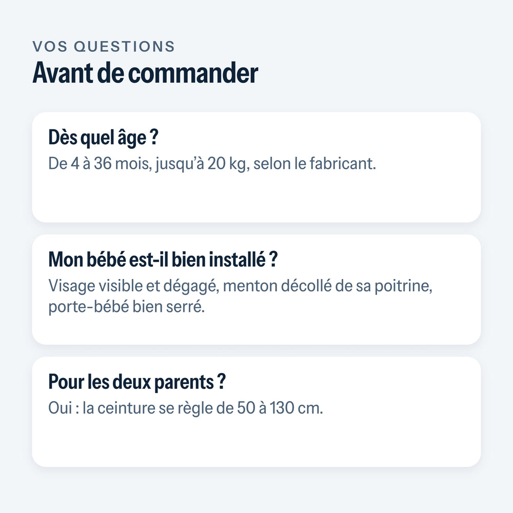 Questions fréquentes sur le porte-bébé ergonomique