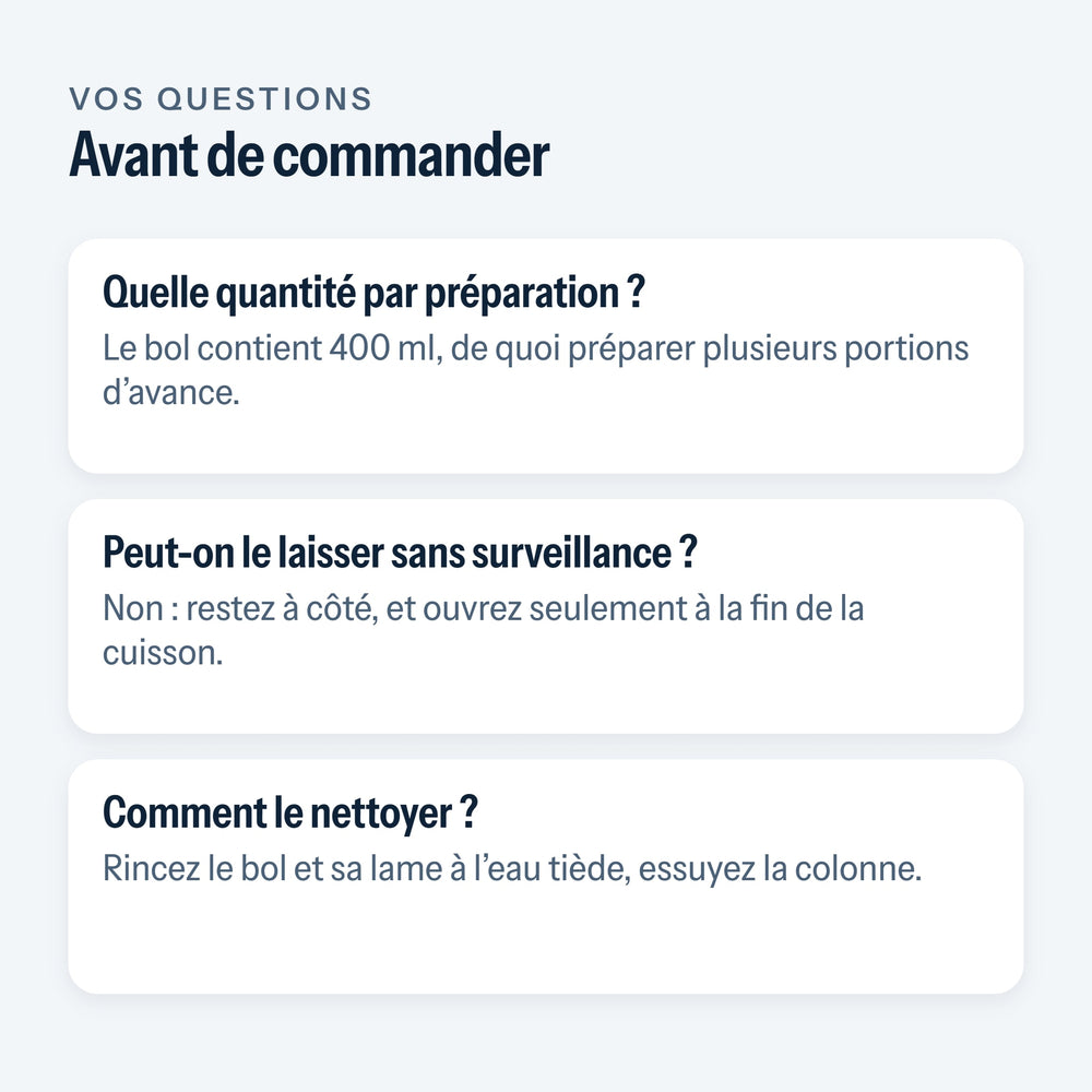 Questions fréquentes sur le robot cuiseur bébé
