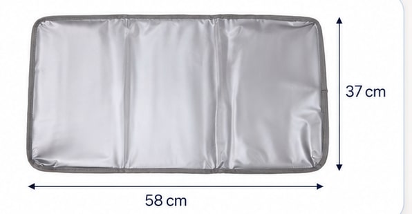 Tapis à langer du sac Securidou déplié, 58 × 37 cm