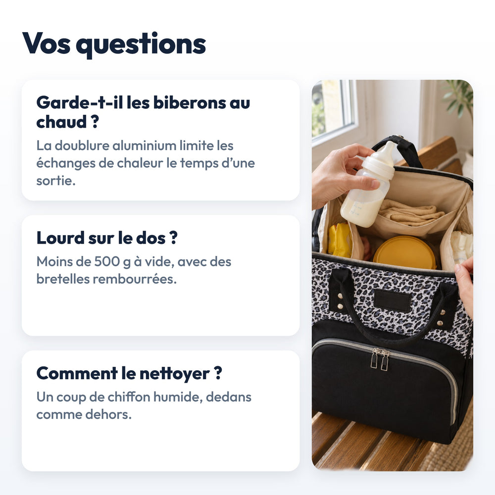 Sac à Dos à Langer Léopard Securidou : réponses aux questions fréquentes